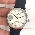 Replica Jaquet Droz White Roman Dial Watch with Black Leather Band 43mm For Mens 